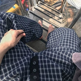 Threebooy Y2k Vintage Baggy Plaid Pants Man Oversized Korean Fashion Harajuku Japanese Style Streetwear Gyaru Check Trousers